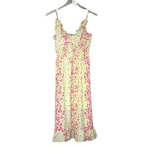 Sienna Sky: Floral Summer Dress in lime green and pink